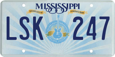 MS license plate LSK247