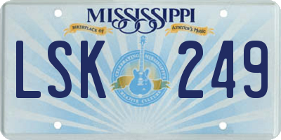 MS license plate LSK249