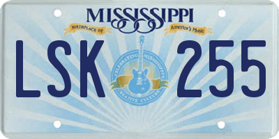 MS license plate LSK255