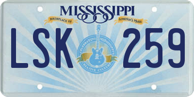 MS license plate LSK259