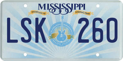 MS license plate LSK260
