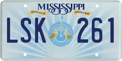 MS license plate LSK261