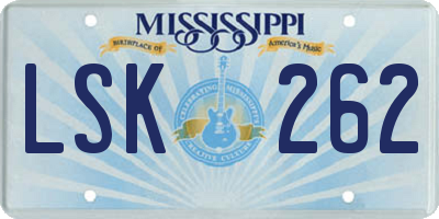 MS license plate LSK262