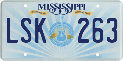 MS license plate LSK263