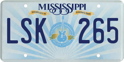 MS license plate LSK265