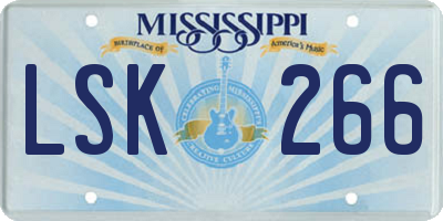 MS license plate LSK266