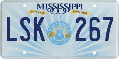 MS license plate LSK267