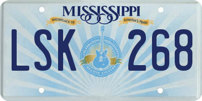 MS license plate LSK268