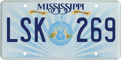 MS license plate LSK269
