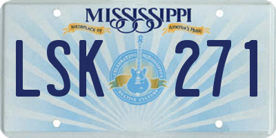 MS license plate LSK271