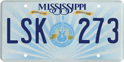 MS license plate LSK273