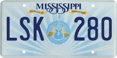 MS license plate LSK280