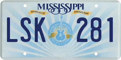 MS license plate LSK281