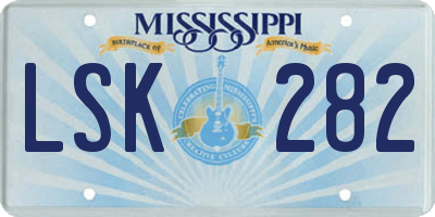 MS license plate LSK282