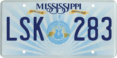 MS license plate LSK283