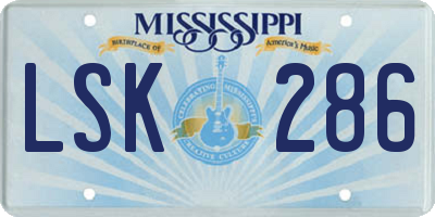 MS license plate LSK286