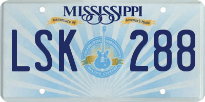 MS license plate LSK288