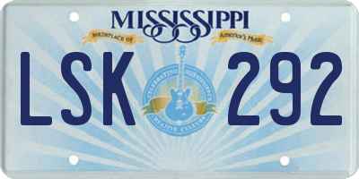 MS license plate LSK292