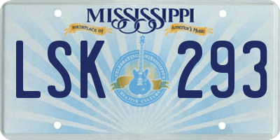 MS license plate LSK293
