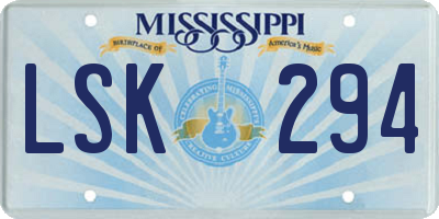 MS license plate LSK294
