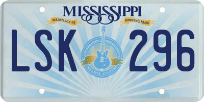 MS license plate LSK296