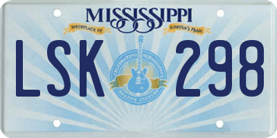 MS license plate LSK298