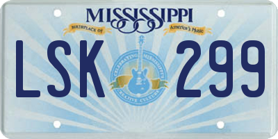 MS license plate LSK299