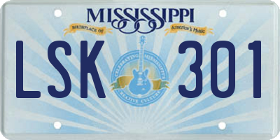 MS license plate LSK301