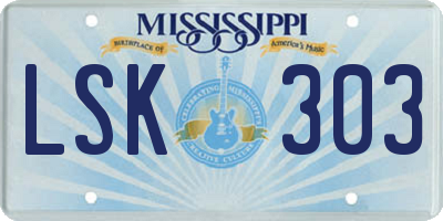 MS license plate LSK303