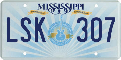 MS license plate LSK307