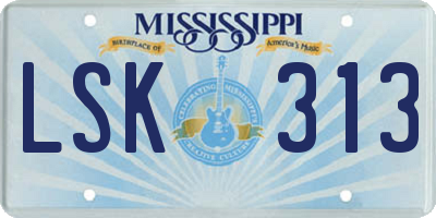 MS license plate LSK313