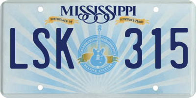 MS license plate LSK315
