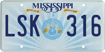 MS license plate LSK316