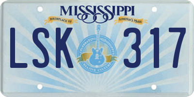 MS license plate LSK317