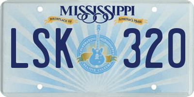 MS license plate LSK320