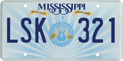 MS license plate LSK321