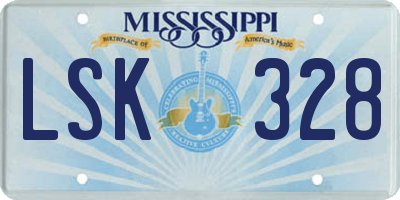 MS license plate LSK328
