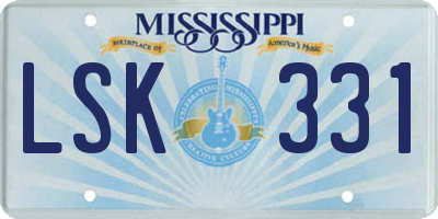 MS license plate LSK331