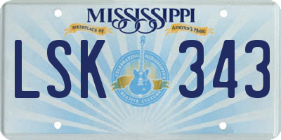 MS license plate LSK343