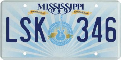 MS license plate LSK346