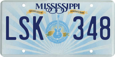 MS license plate LSK348
