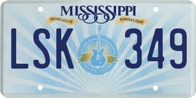 MS license plate LSK349