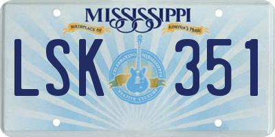 MS license plate LSK351