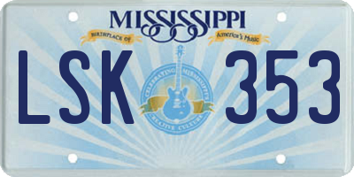 MS license plate LSK353