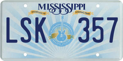 MS license plate LSK357