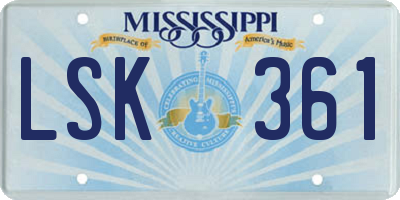 MS license plate LSK361