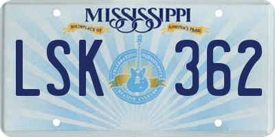 MS license plate LSK362