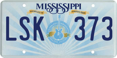 MS license plate LSK373