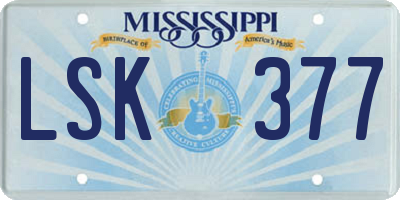 MS license plate LSK377