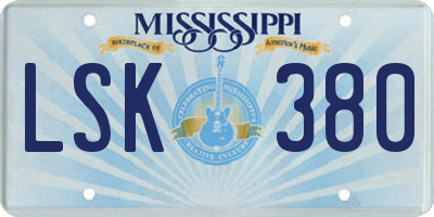 MS license plate LSK380